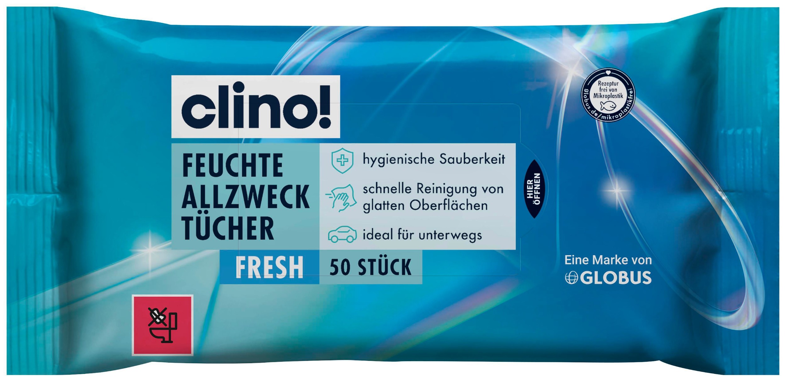Drogerie a kosmetika - Clino! Vhlčené ubrousky univerzální Fresh 50 ks