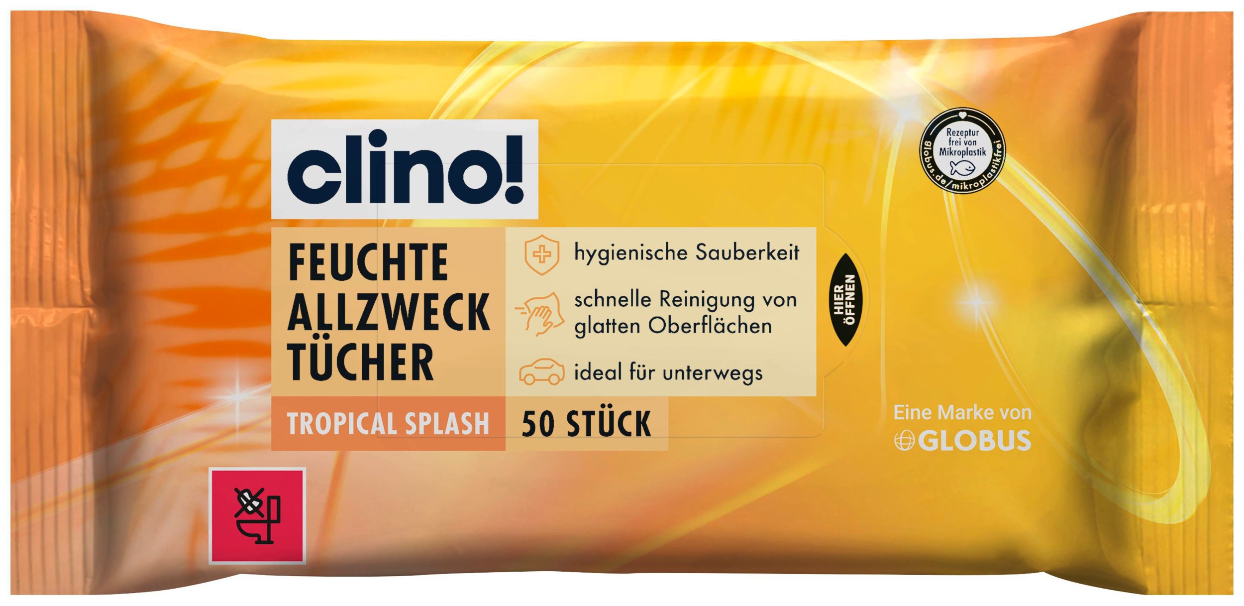 Drogerie a kosmetika - Clino! Vhlčené ubrousky univerzální Tropical 50 ks
