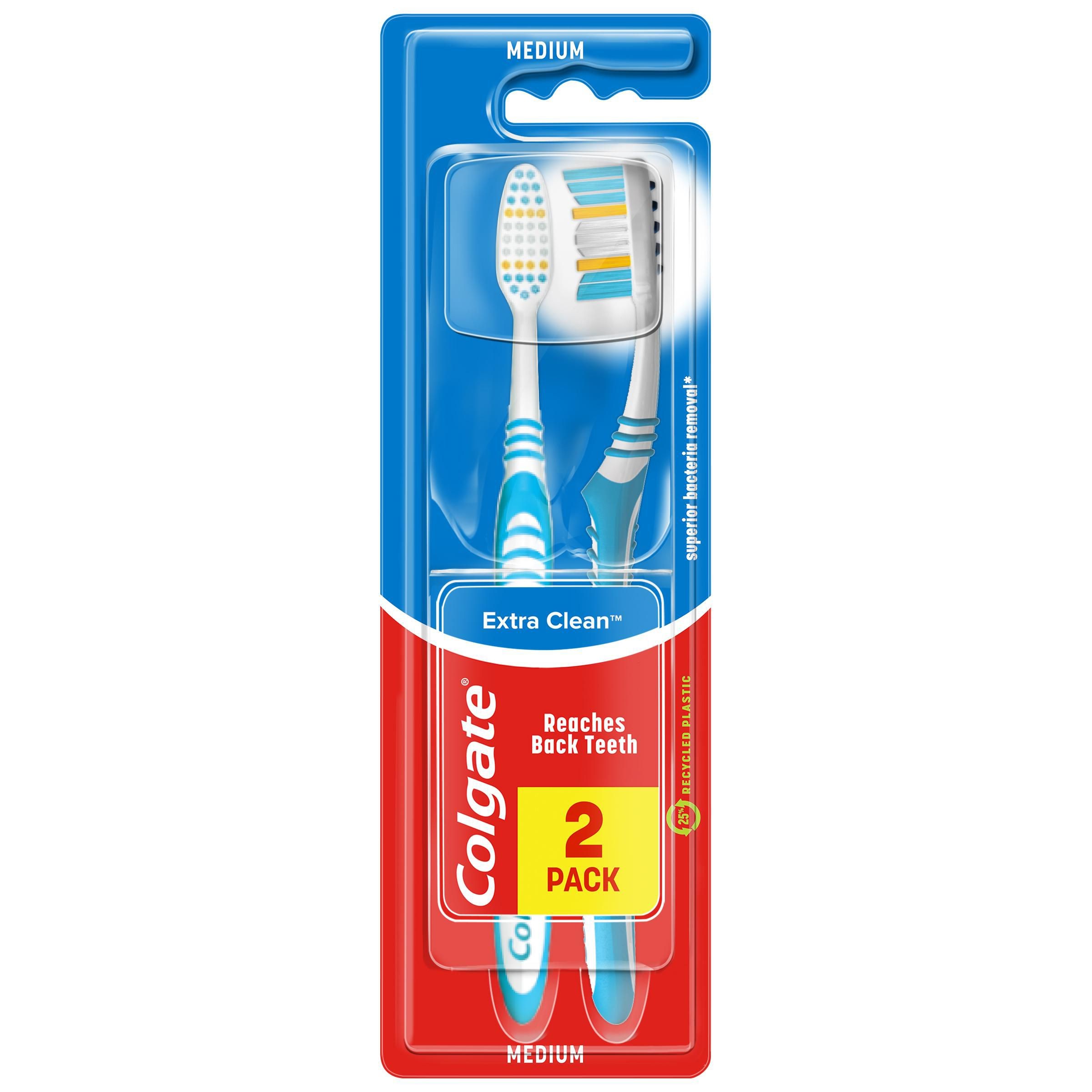 Drogerie a kosmetika - Colgate Extra Clean Zubní kartáček střední 1+1