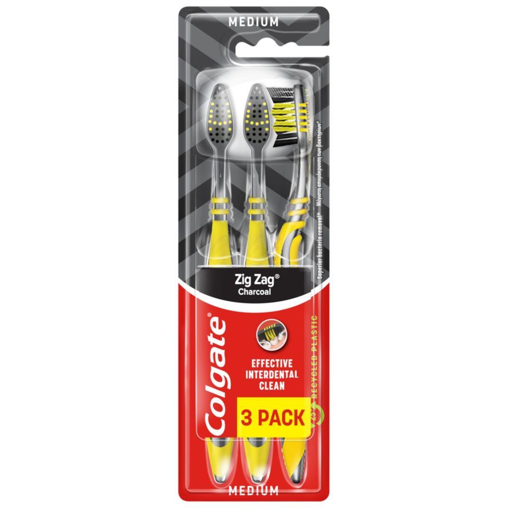 Drogerie a kosmetika - Colgate Zubní kartaček Zig Zag Charcoal 3ks