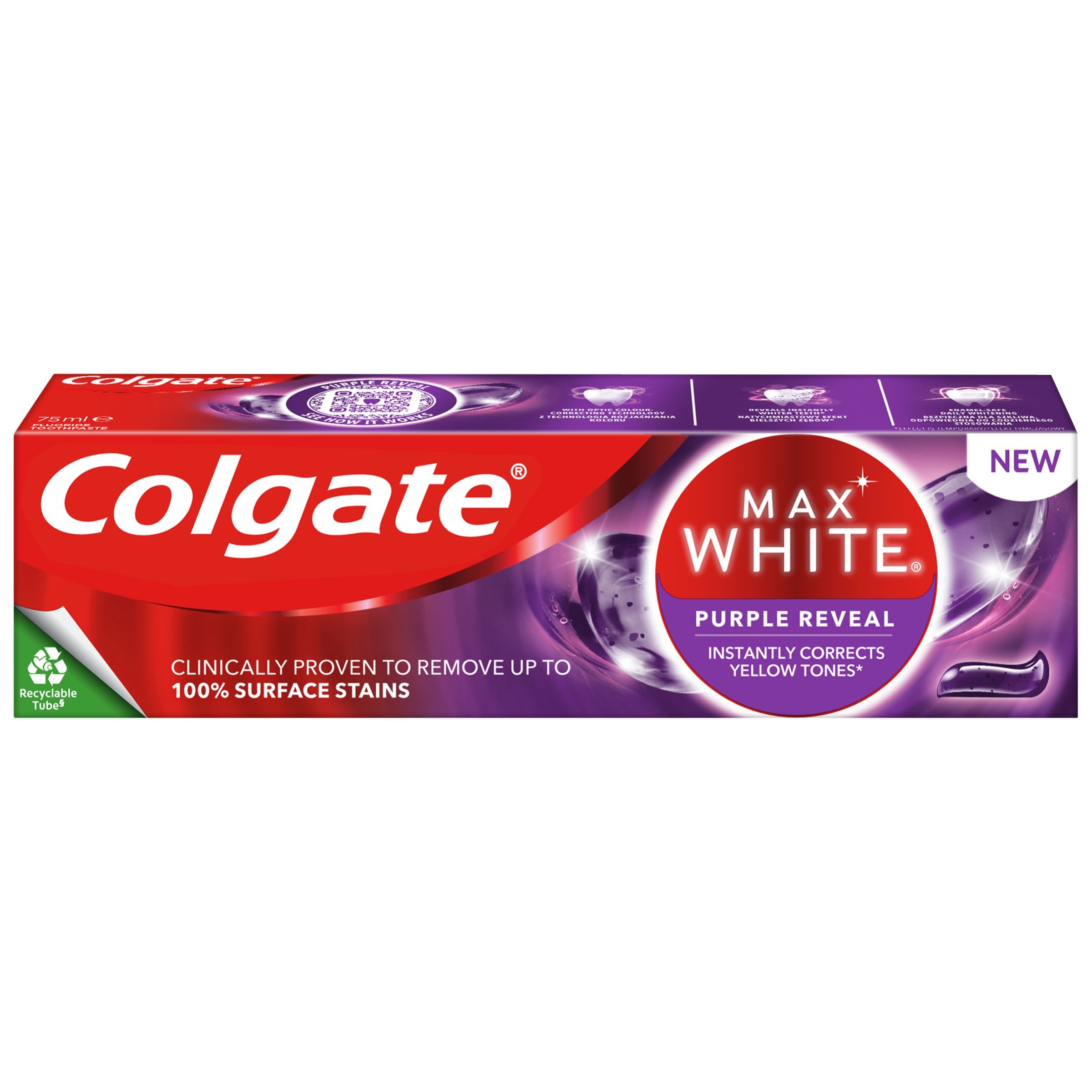 Drogerie a kosmetika - Colgate Zubní pasta Max White Purple Reveal 75 ml