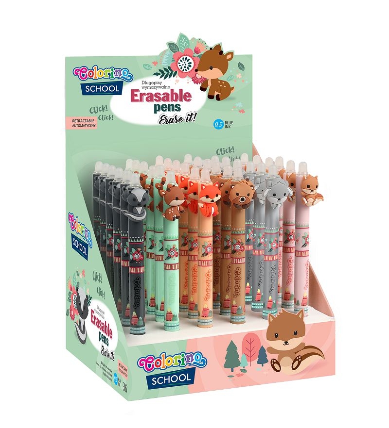 Domácnost a Zahrada - Colorino Little foxes, gumovatelné pero, mix 6ti motivů, 1 ks
