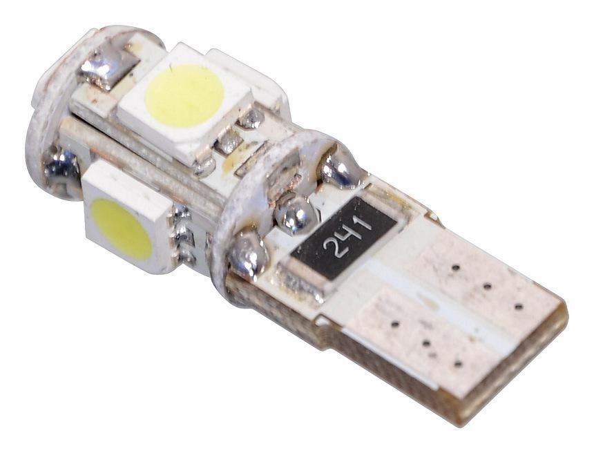Auto-moto - Compass Žárovka 5 SMD LED 12V T10 s rezistorem Can-Bus ready bílá