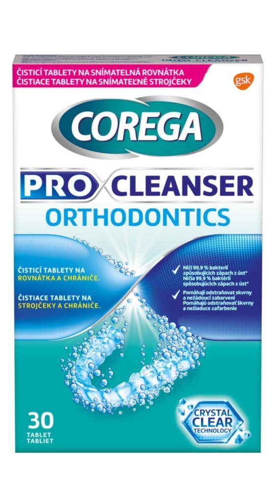 Drogerie a kosmetika - Corega Pro Cleanser Orthodontics Clean & Fresh čistící tablety 30 ks