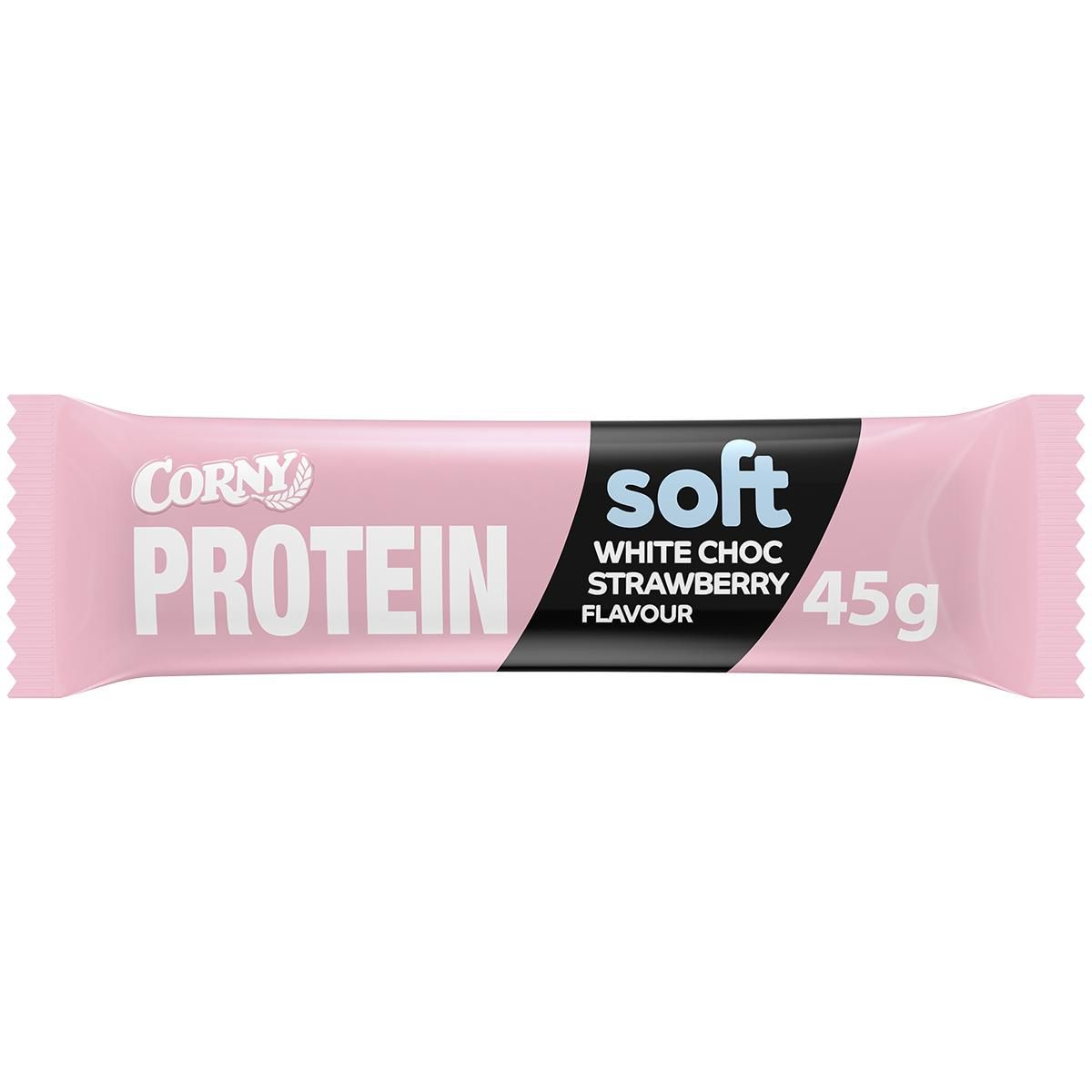 Trvanlivé potraviny - CORNY SOFT Proteinová tyčinka bílá čokoláda-jahoda 45 g