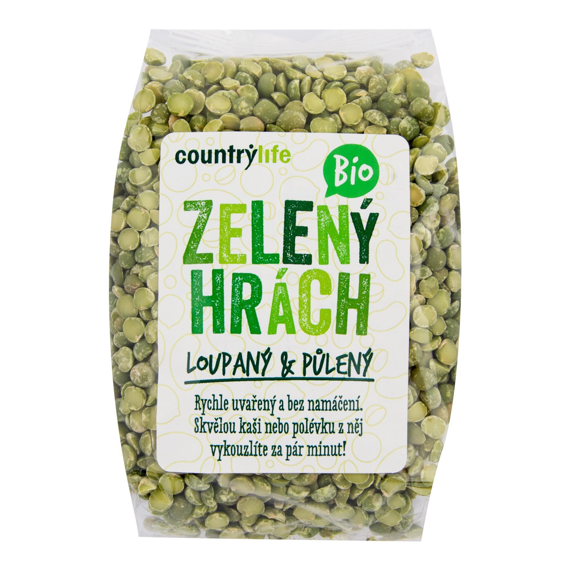 Trvanlivé potraviny - Country Life BIO Hrách zelený půlený 500 g