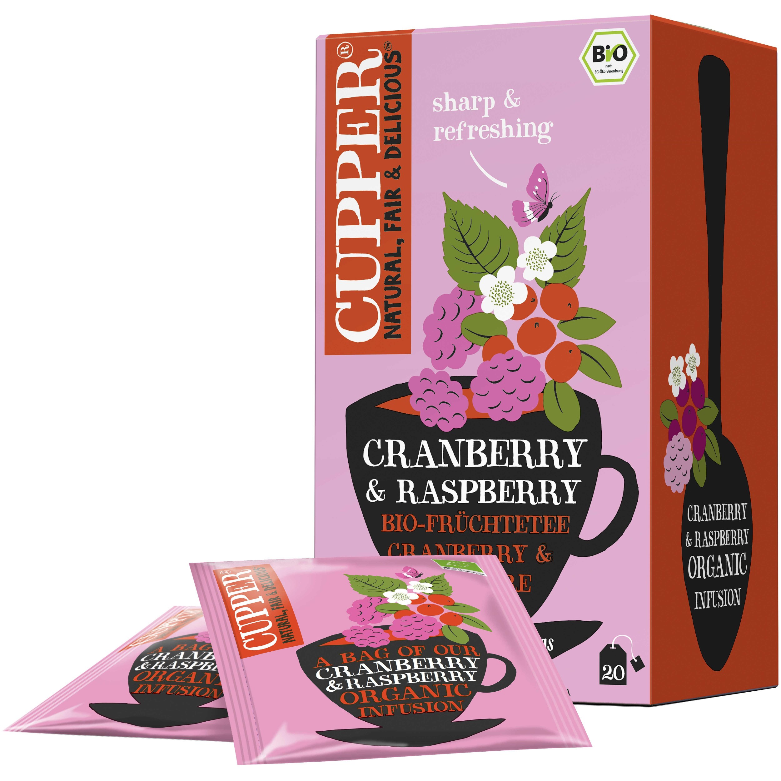 Nápoje - Cupper BIO Čaj s brusinkami a malinami 20x2,5g