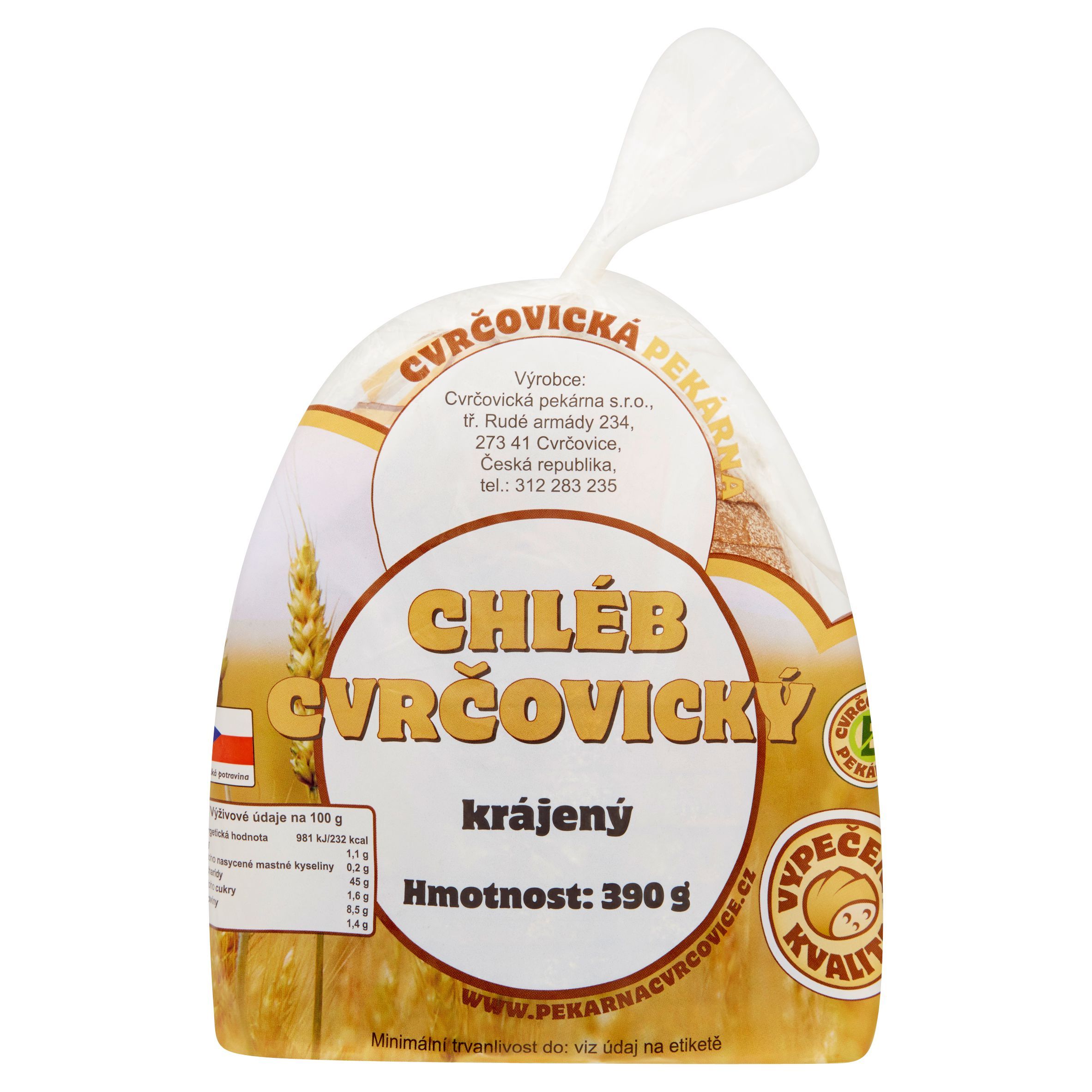 Pekárna a cukrárna - Cvrčovická pekárna Chléb cvrčovický krájený 390 g