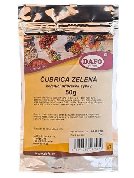 Trvanlivé potraviny - Dafo Čubrica zelená 50g