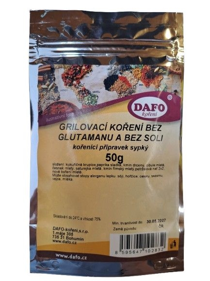 Trvanlivé potraviny - Dafo Grilovací koření bez glutamanu a bez soli 50 g