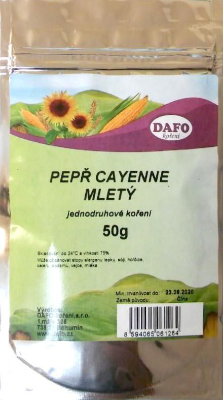 Trvanlivé potraviny - Dafo Pepř cayennský 50 g