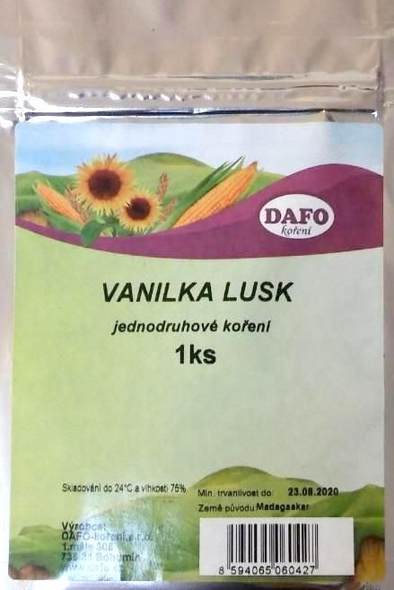 Trvanlivé potraviny - Dafo Vanilkový lusk 1 ks