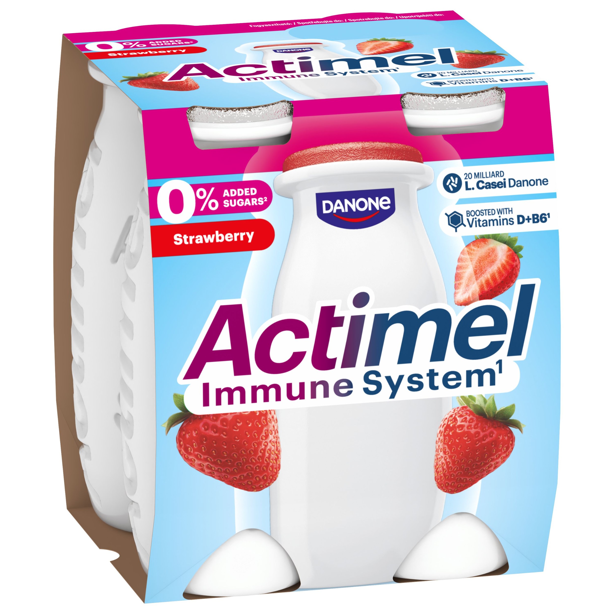 Mléčné a chlazené - Danone Actimel jahoda bez přidaného cukru 4x100g