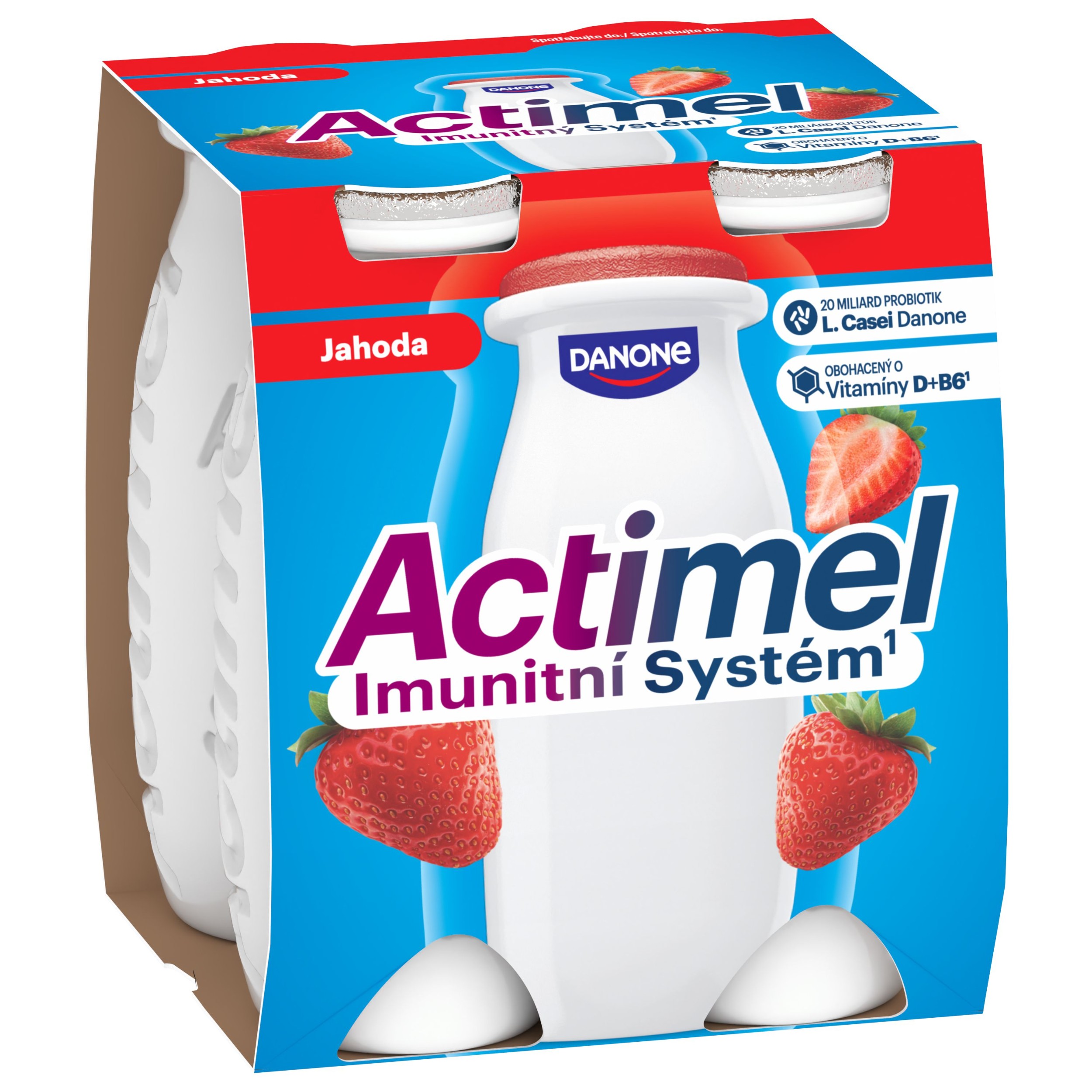 Mléčné a chlazené - Danone Actimel Probiotický nápoj jahoda 4x100 g