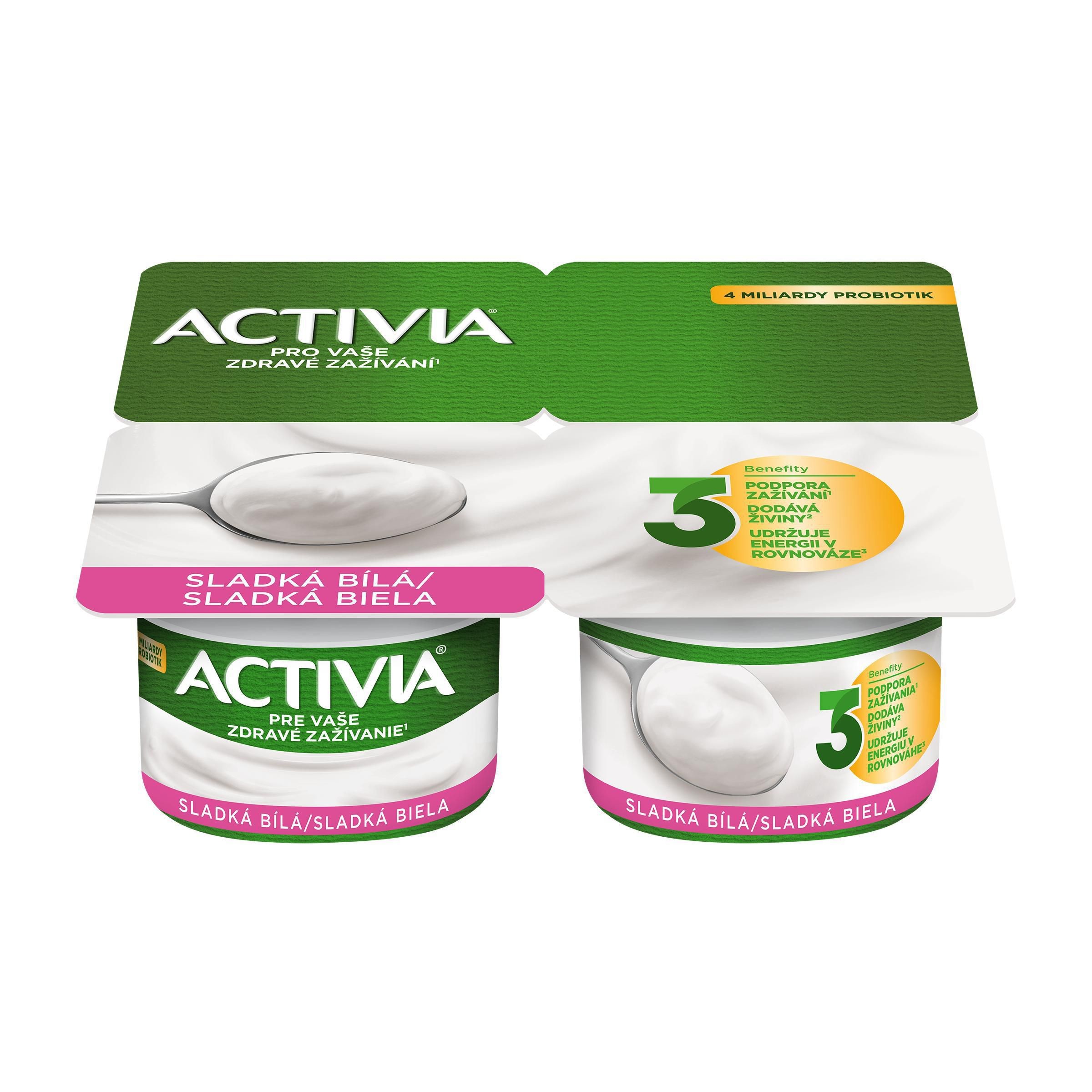 Mléčné a chlazené - Danone Activia Probiotický jogurt bílý slazený 4x120 g