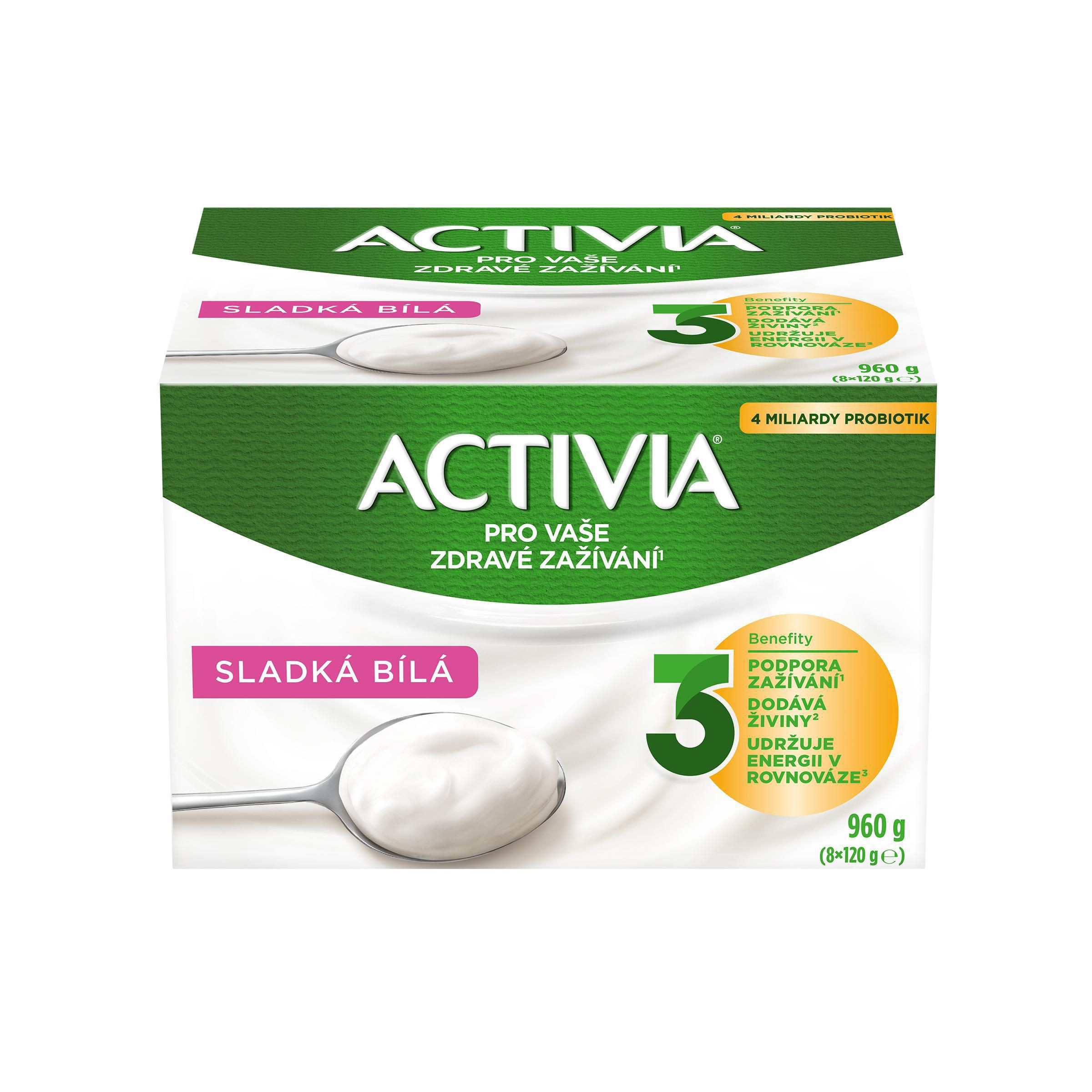 Mléčné a chlazené - Danone Activia Probiotický jogurt bílý slazený 8x120 g