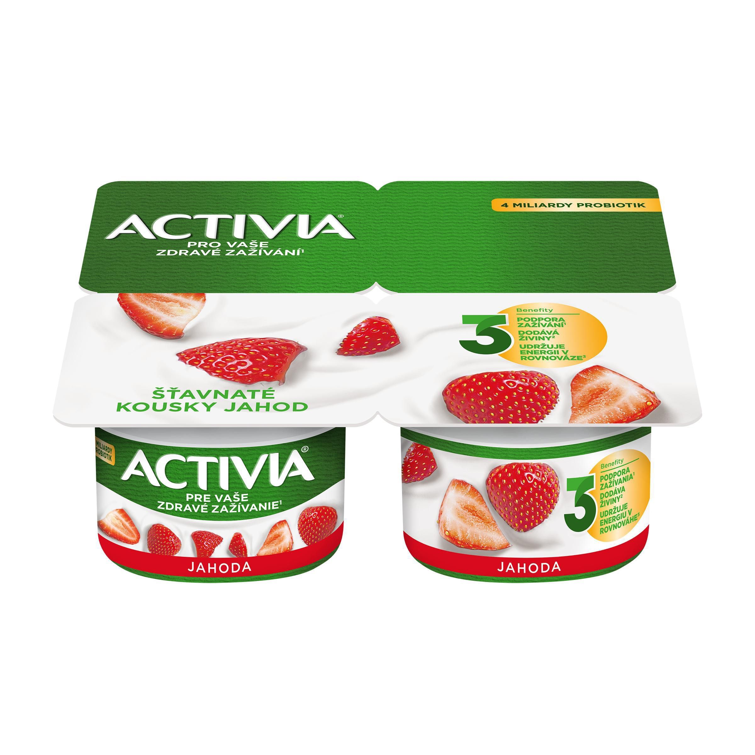 Mléčné a chlazené - Danone Activia Probiotický jogurt jahoda 4x120 g
