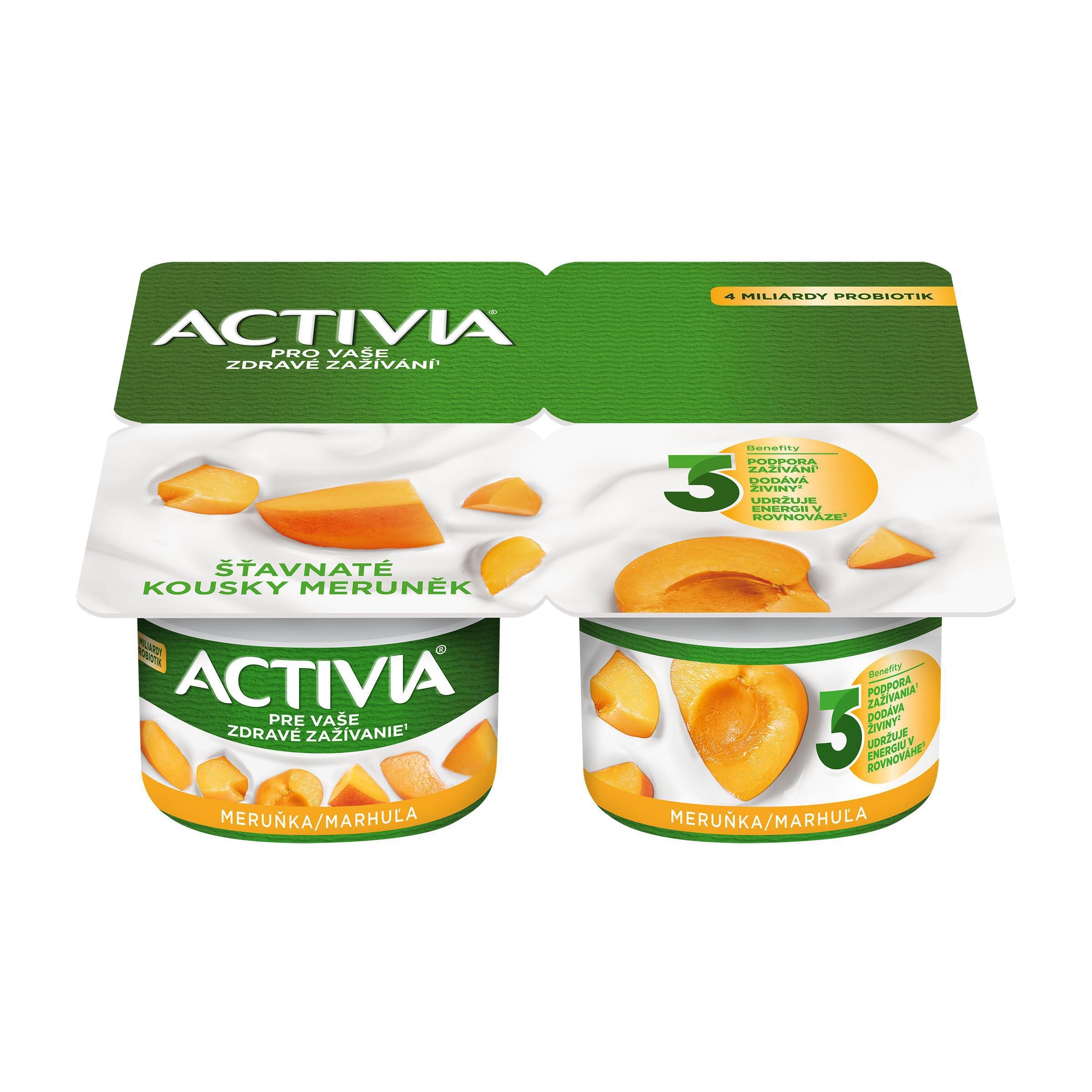 Mléčné a chlazené - Danone Activia Probiotický jogurt meruňka 4x120 g
