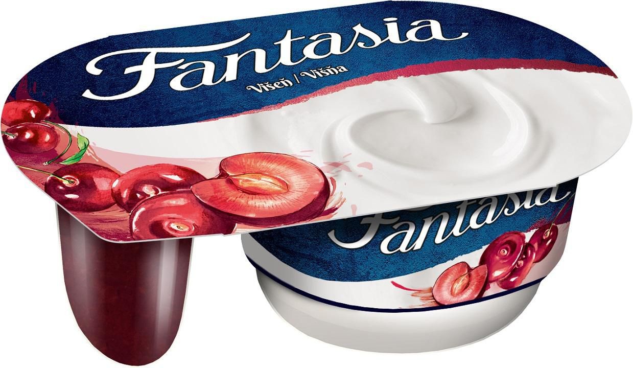 Mléčné a chlazené - Danone Fantasia Slazený bílý jogurt s višněmi 122g