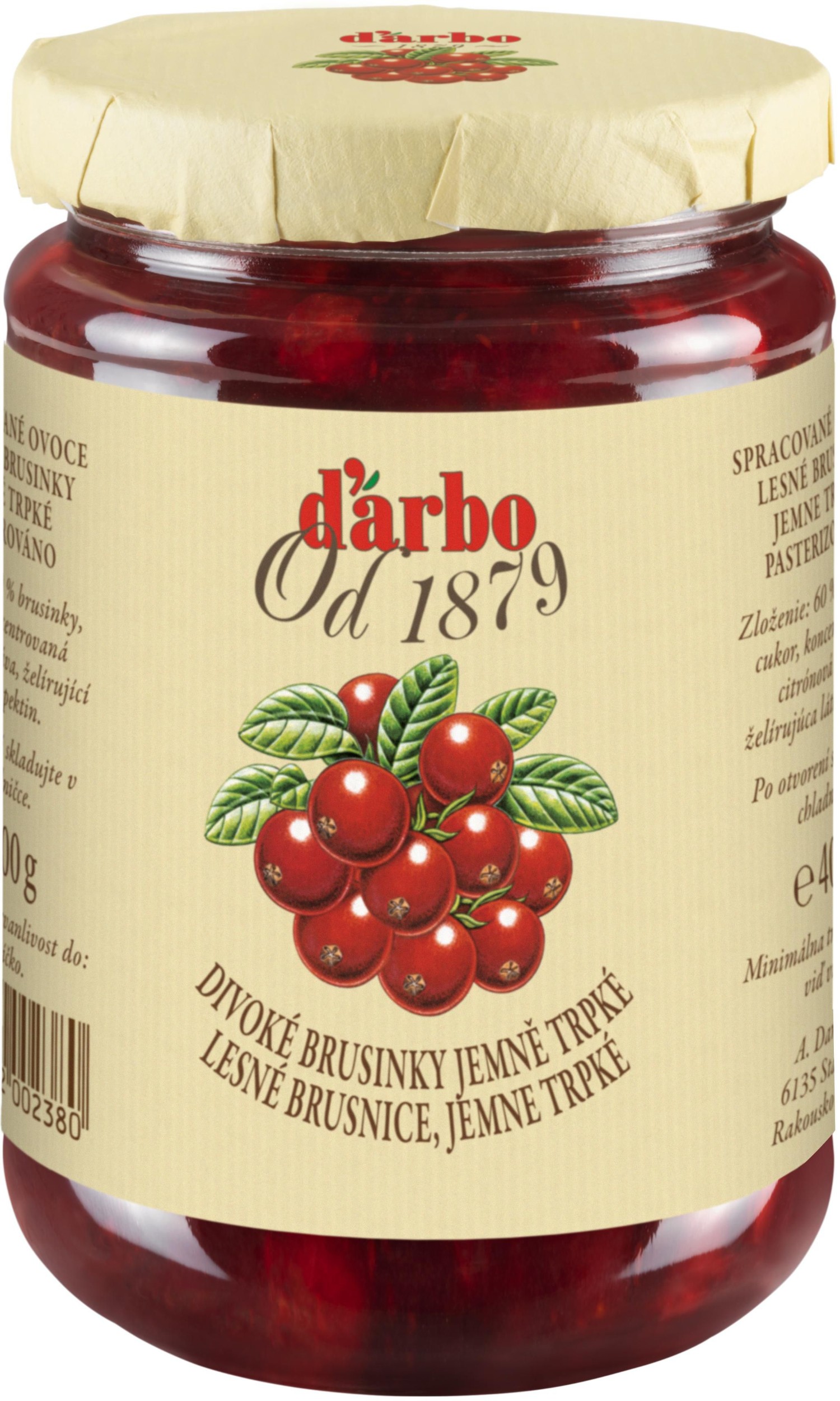 Trvanlivé potraviny - Darbo Brusinkový kompot 400g