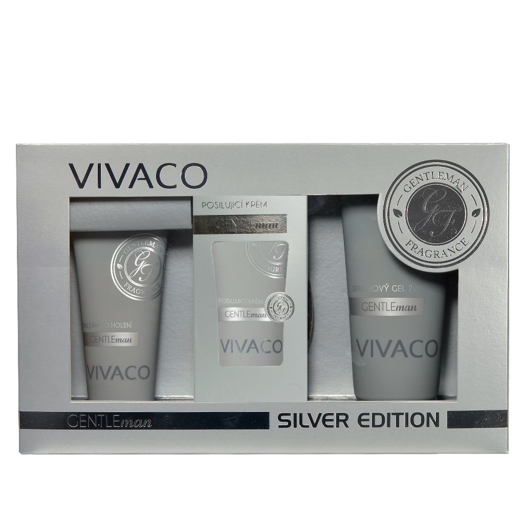 Drogerie a kosmetika - Dárková kazeta Silver - balzám po holení 100ml + posilující krém 100ml + sprchový gel 2v1 200ml