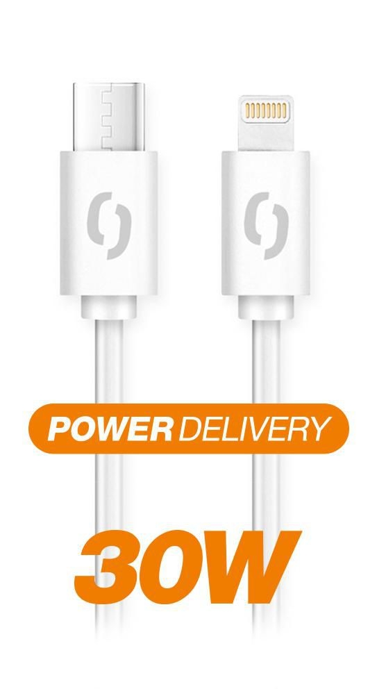 Elektro - Datový Kabel Aligator Power 3A 30W USB-C/Light 1,5m bílý