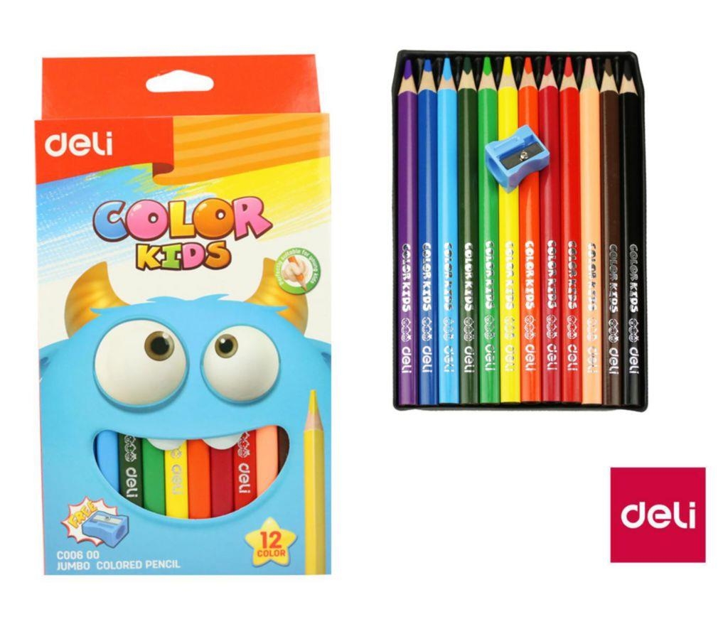 Domácnost a Zahrada - Deli Pastelky trojhranné JUMBO 12 barev Color Kids