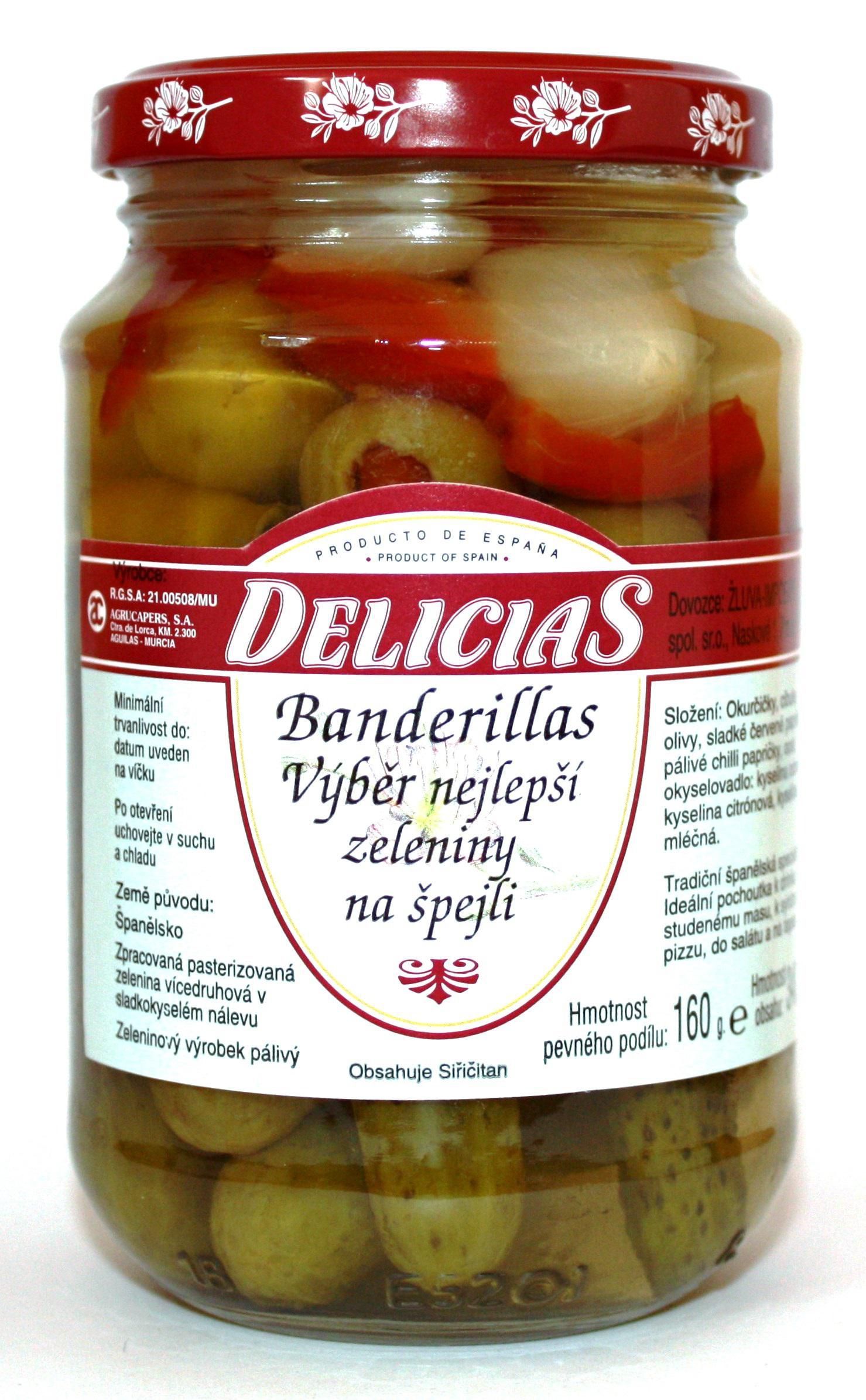 Trvanlivé potraviny - Delicias Banderillas zeleninová pochoutka 340g