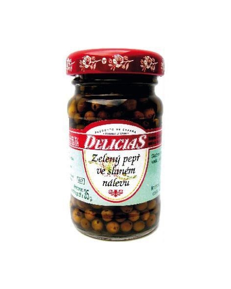 Trvanlivé potraviny - Delicias Zelený pepř ve slaném nálevu 50 g