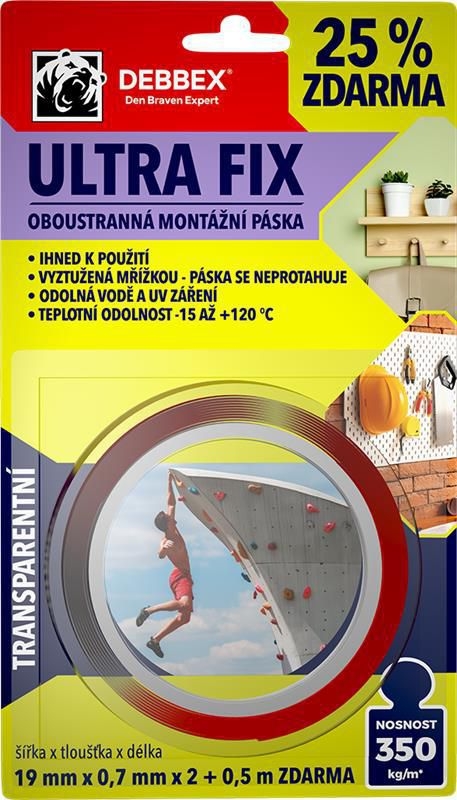 Domácnost a Zahrada - Den Braven Oboustranná montážní páska ULTRA FIX 19x0,7 mm