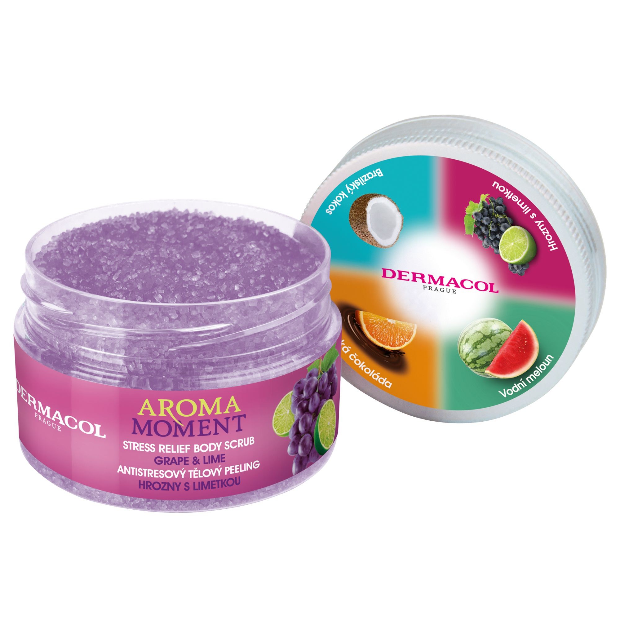 Drogerie a kosmetika - Dermacol Aroma antistresový tělový peeling hrozny s limetkou 200 g