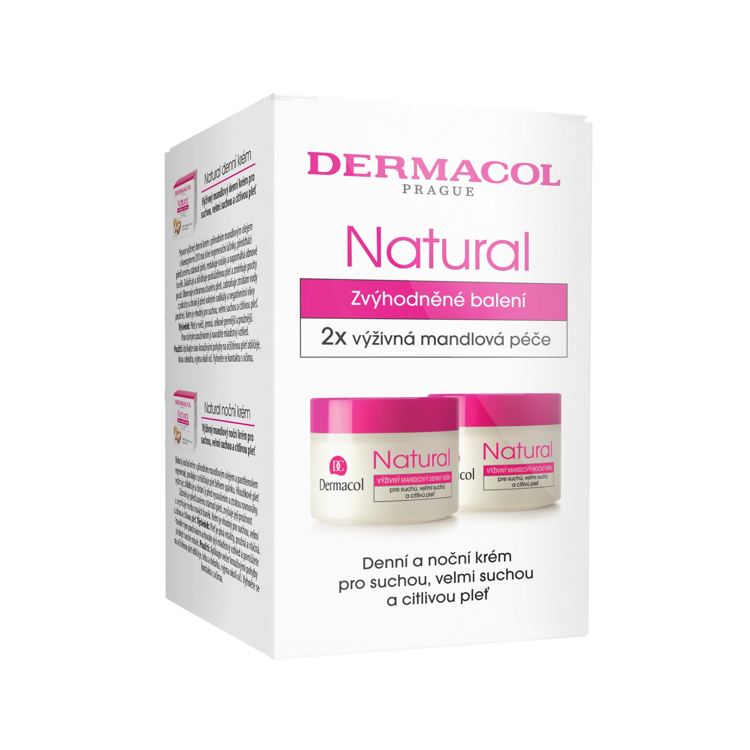 Drogerie a kosmetika - Dermacol Duopack Natural mandlový denní a noční krém 50 ml + 50 ml