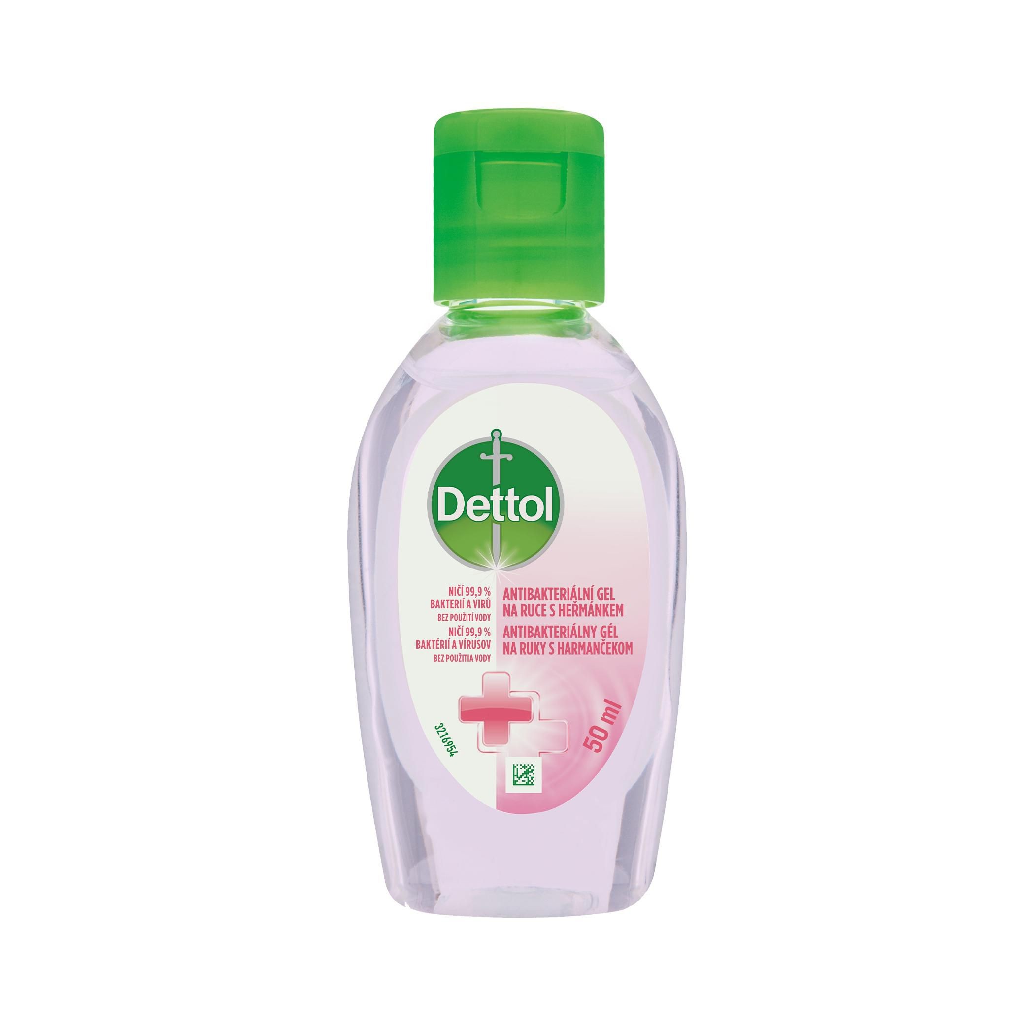 Drogerie a kosmetika - Dettol Antibakteriální gel na ruce s heřmánkem 50 ml