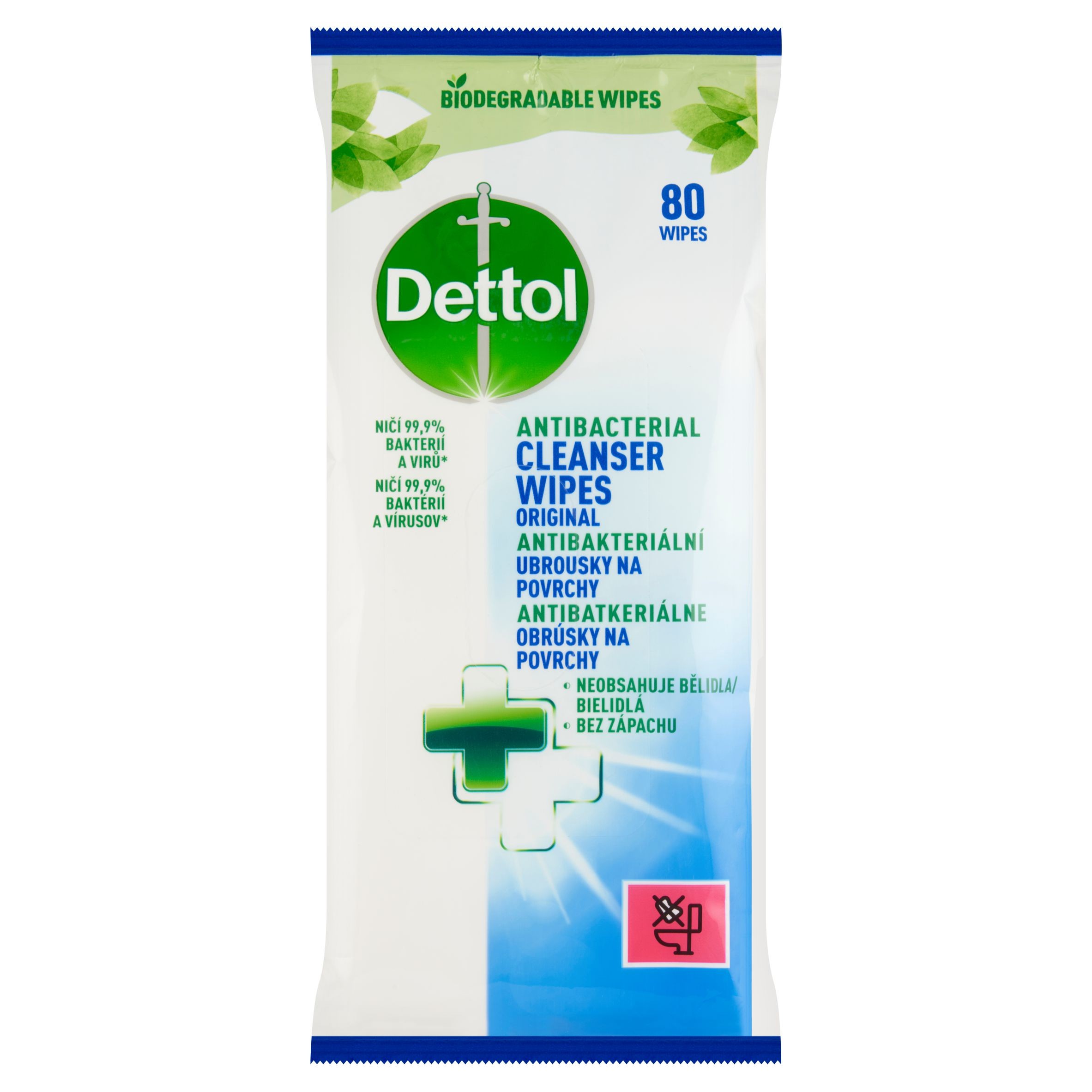 Drogerie a kosmetika - Dettol antibakteriální ubrousky na povrchy 80 ks