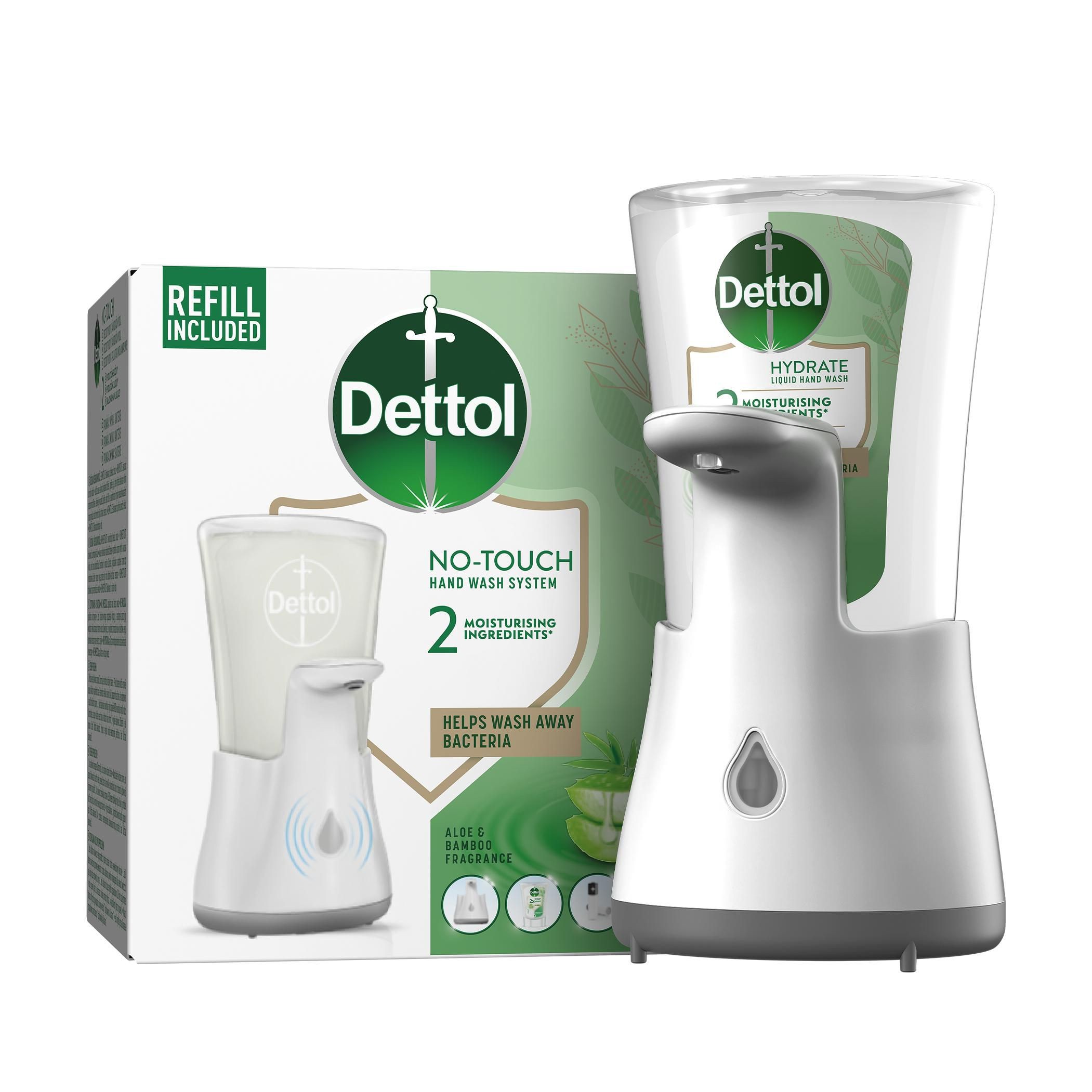 Drogerie a kosmetika - Dettol Soft on Skin bezdotykový dávkovač mýdla + tekuté mýdlo náplň 250 ml