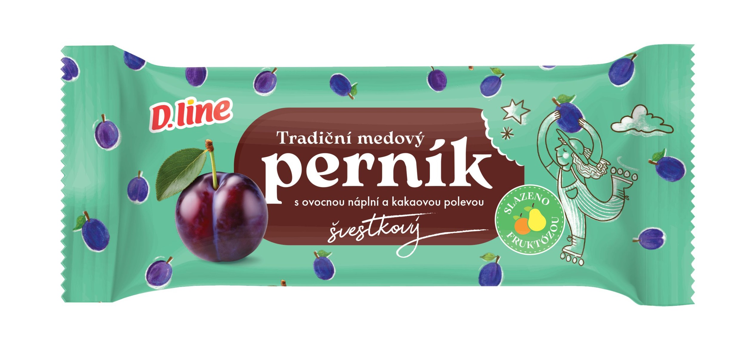 Trvanlivé potraviny - Dialine Medový perník s ovocnou náplní a tmavou polevou 60 g