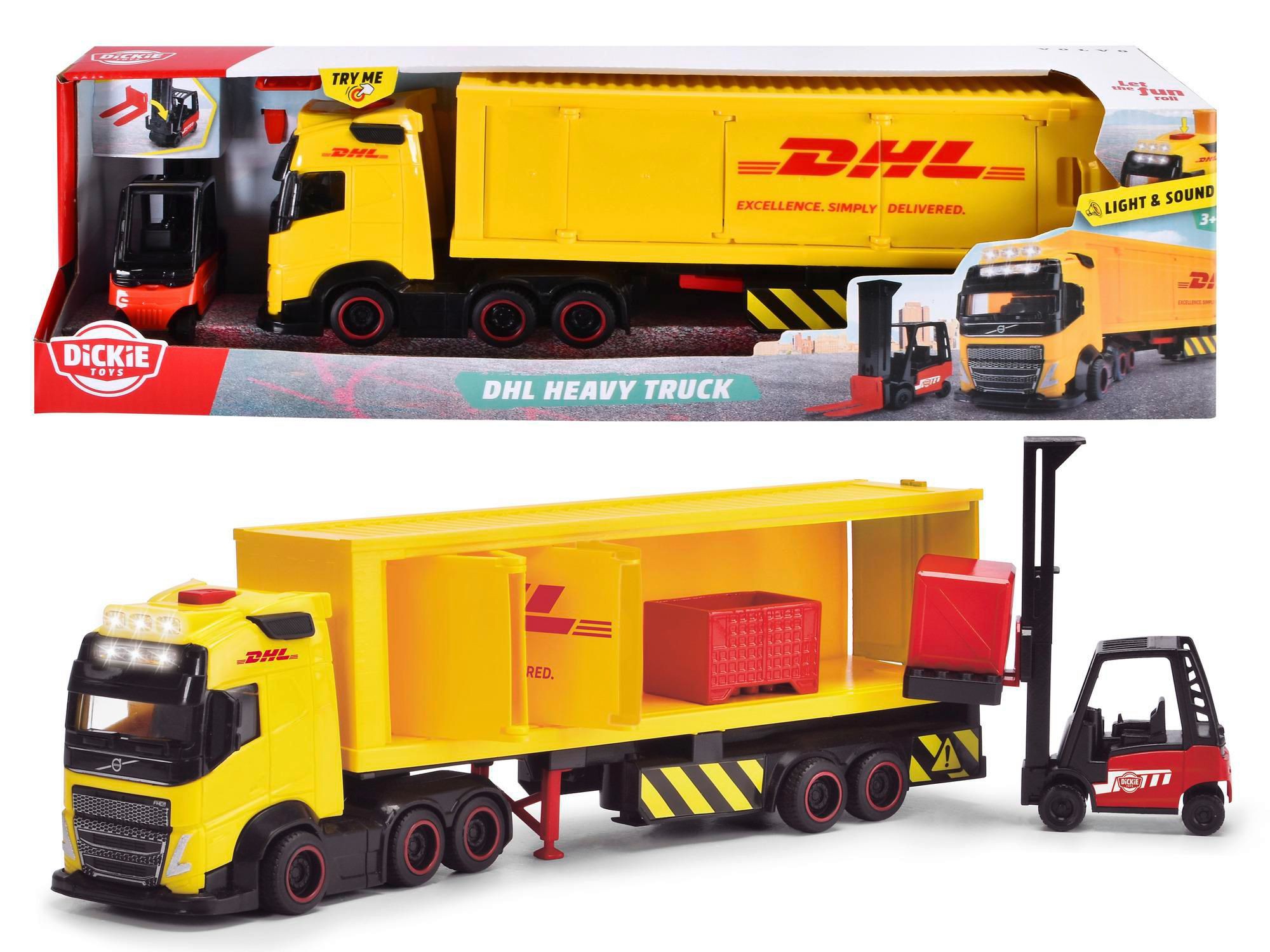 Svět dětí - Dickie DHL nákladní auto Volvo FH 16 s vysokozdvižným vozíkem 35 cm