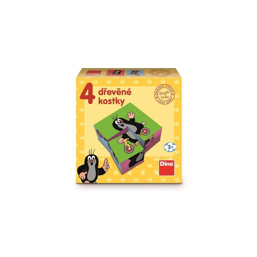 Svět dětí - Dino Krteček, Dřevěné kostky 4 ks