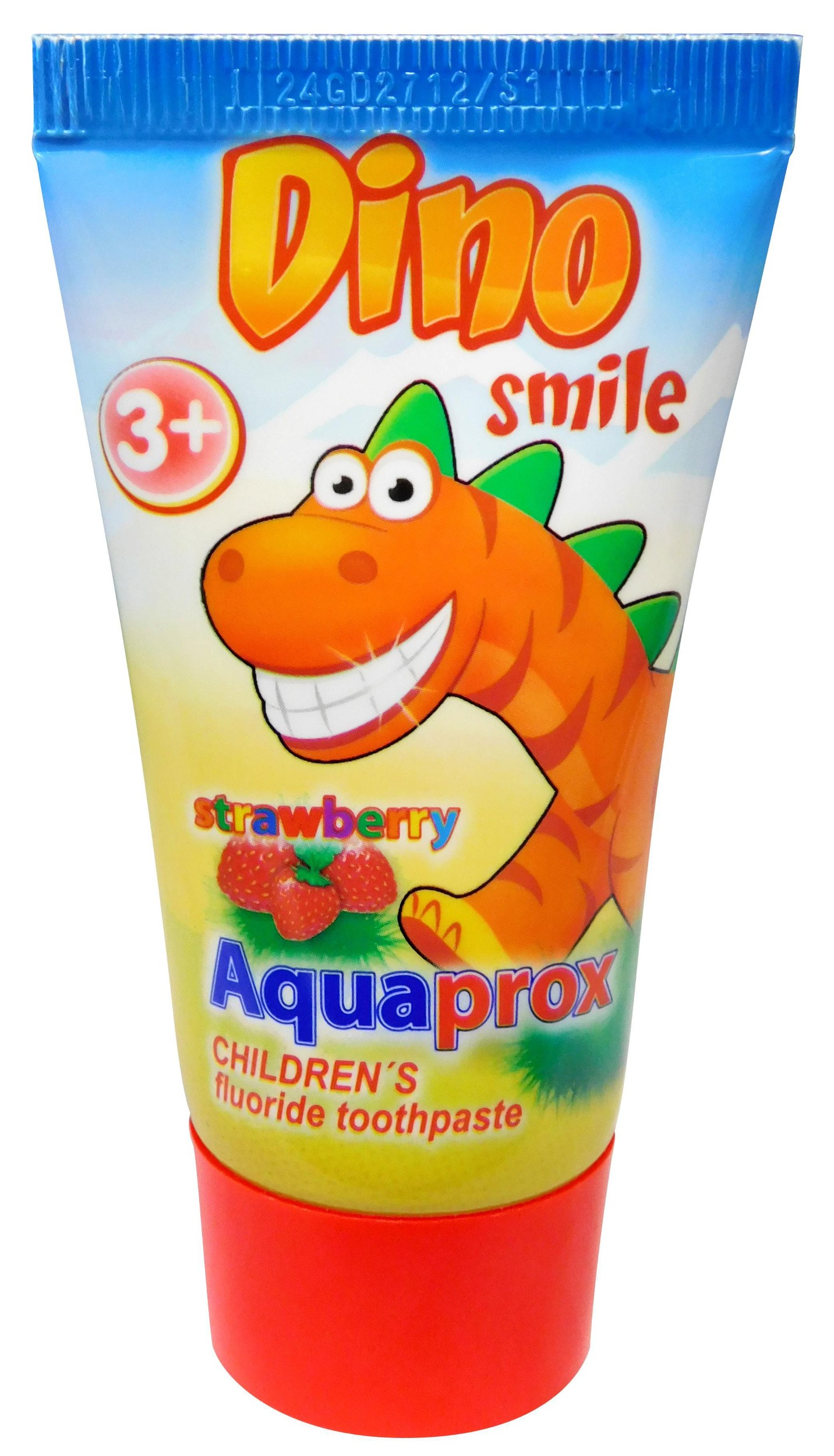 Svět dětí - Dino Smile aquaprox dětská zubní pasta s fluórem a příchutí jahod 60 g