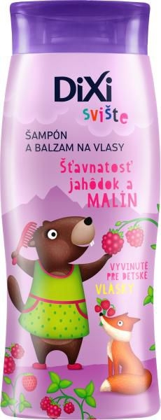Drogerie a kosmetika - Dixi Svišti šampon a balzám na vlasy se šťavnatou ovocnou vůní čerstvých jahůdek a malín 250ml