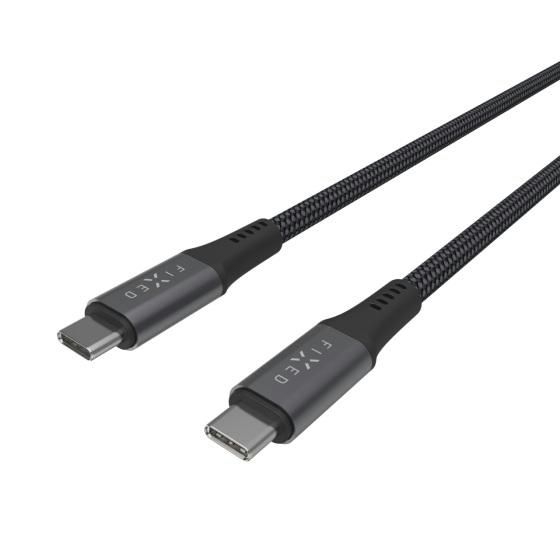 Elektro - Dlouhý nabíjecí a datový opletený kabel FIXED s konektory USB-C/USB-C