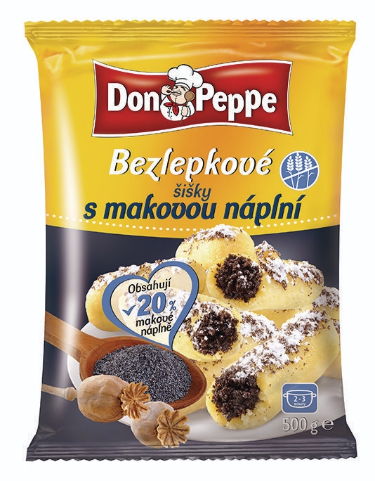 Mražené potraviny - Don Peppe Bezlepkové šišky s makovou náplní mražené 500g
