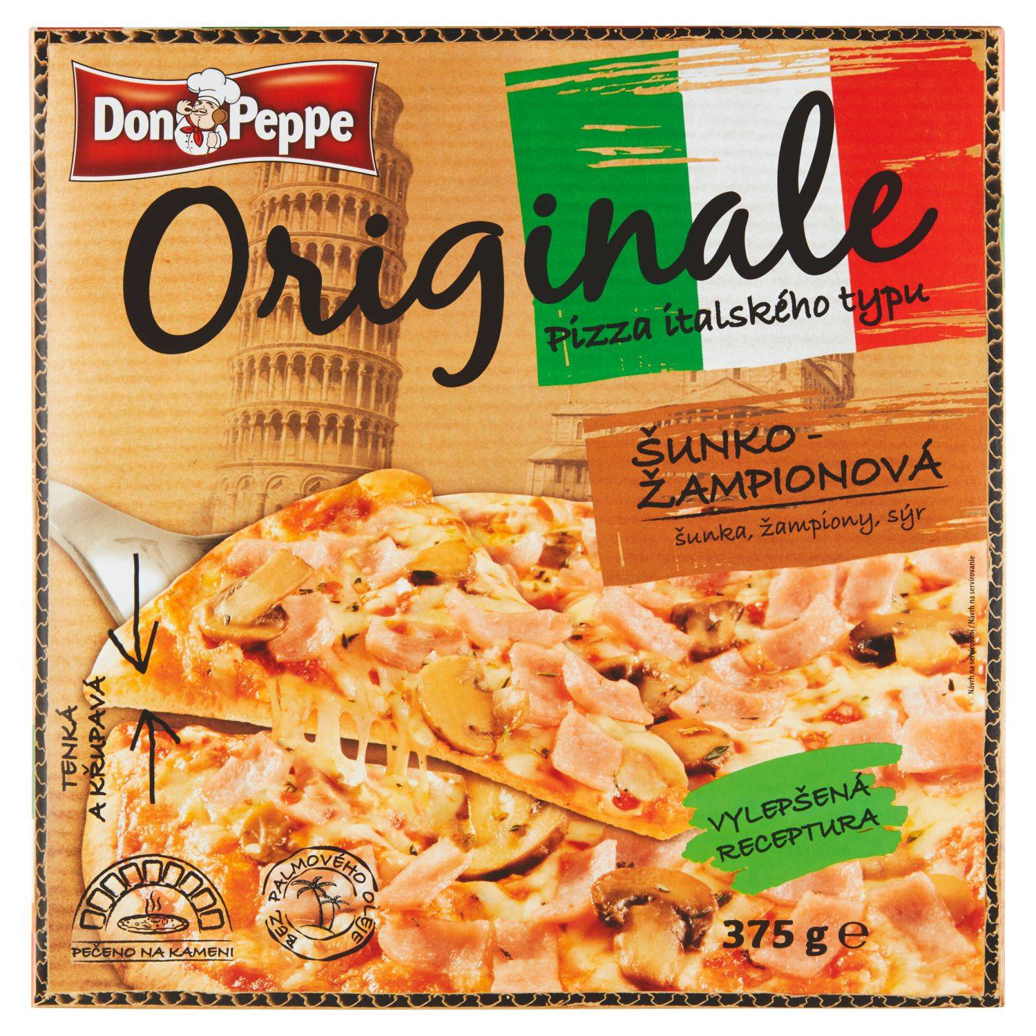 Don Peppe Originale pizza Šunka a žampiony mražená 375g-0