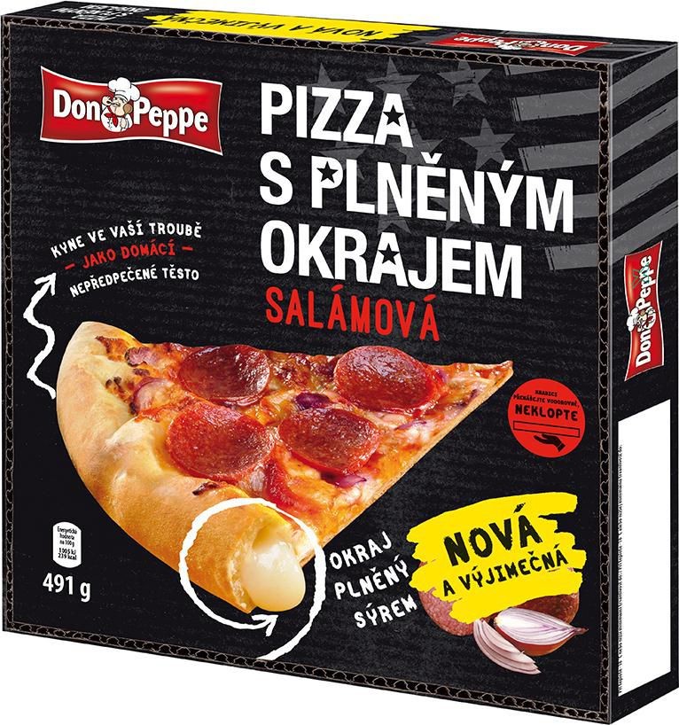 Mražené potraviny - Don Peppe Pizza s plněným okrajem Salámová mražená 491 g