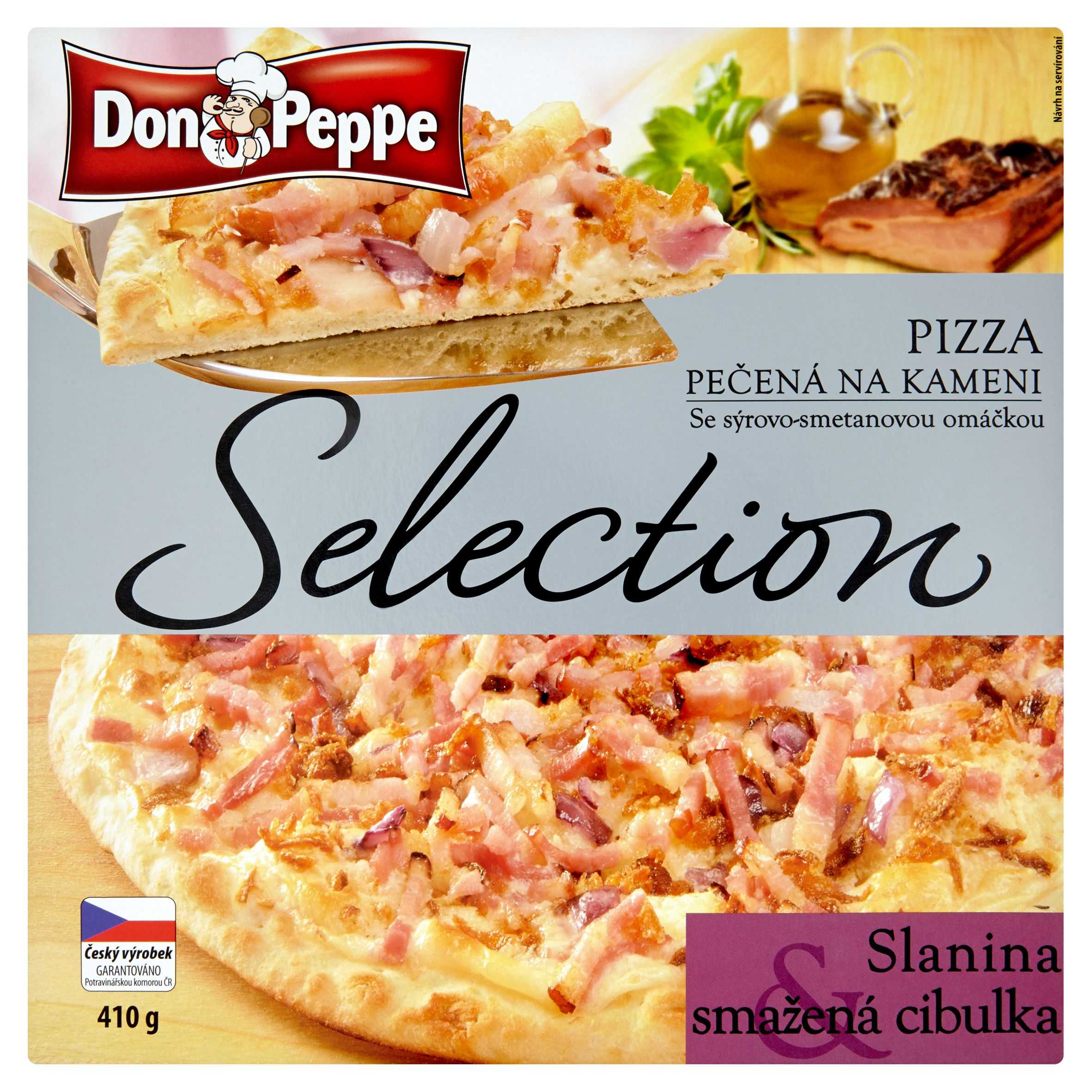 Mražené potraviny - Don Peppe Selection Pizza slanina & smažená cibulka pečená na kameni mražená 410 g