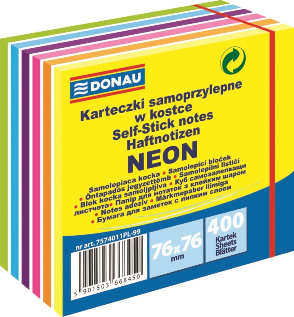 Domácnost a Zahrada - Donau Samolepicí bločky, 76 x 76 mm, 400 listů neon-pastelové barvy