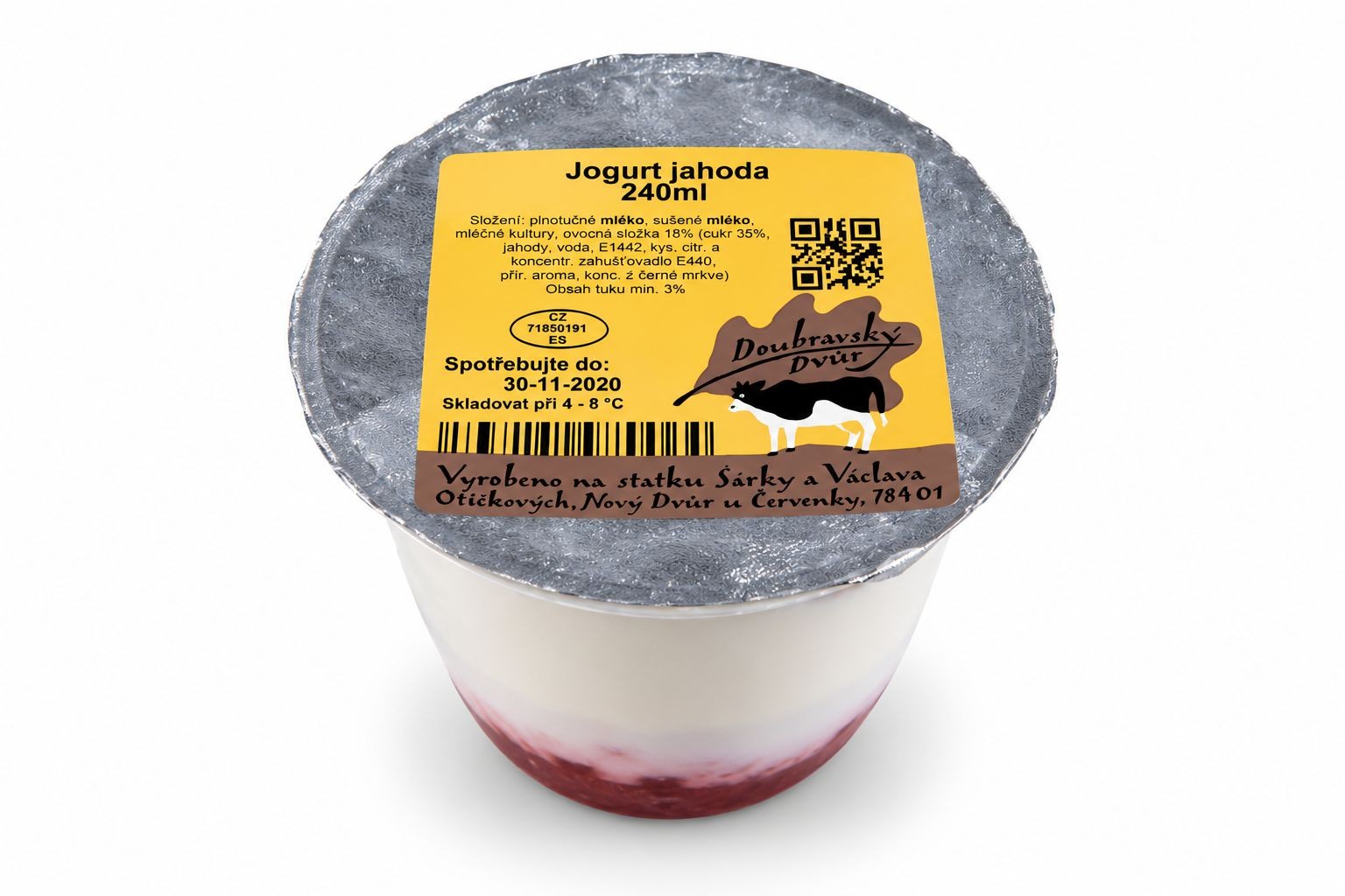 Doubravský Dvůr Jogurt jahoda 240ml
