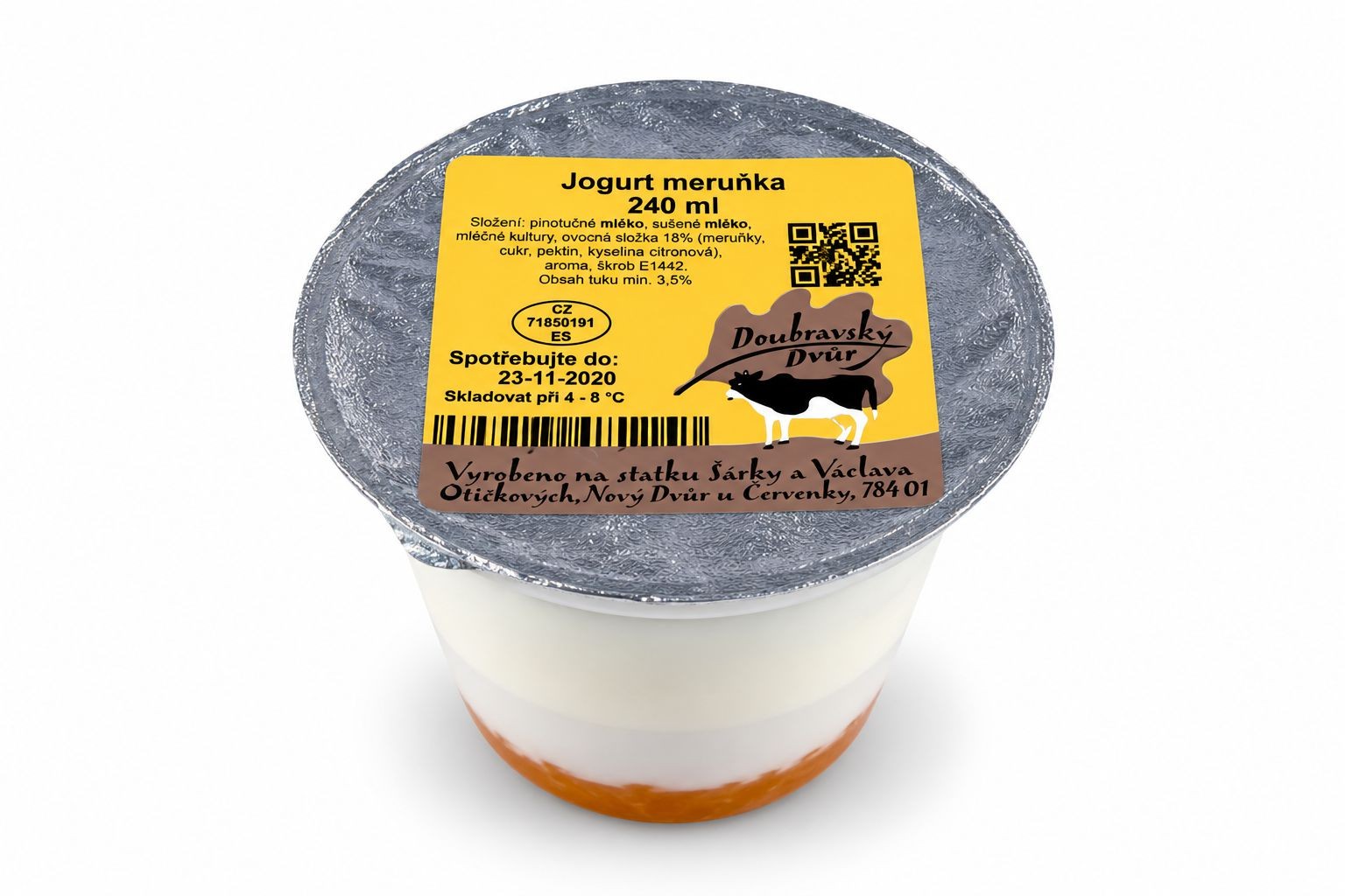 Doubravský Dvůr Jogurt meruňka 240ml