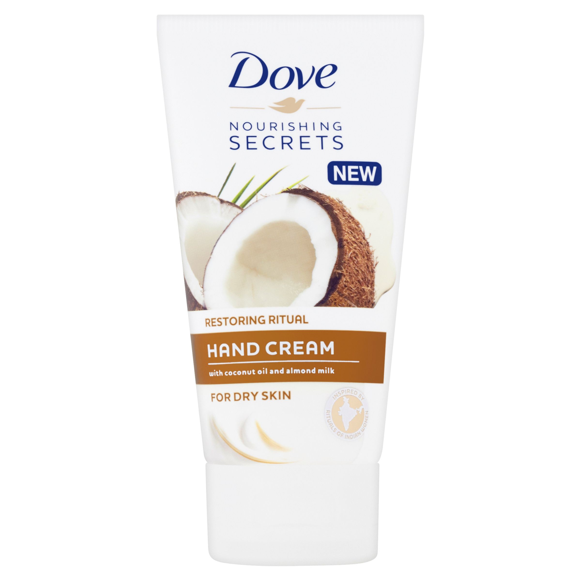 Drogerie a kosmetika - Dove Pečující Rituál krém na ruce s kokosovým olejem a mandlovým mlékem 75 ml