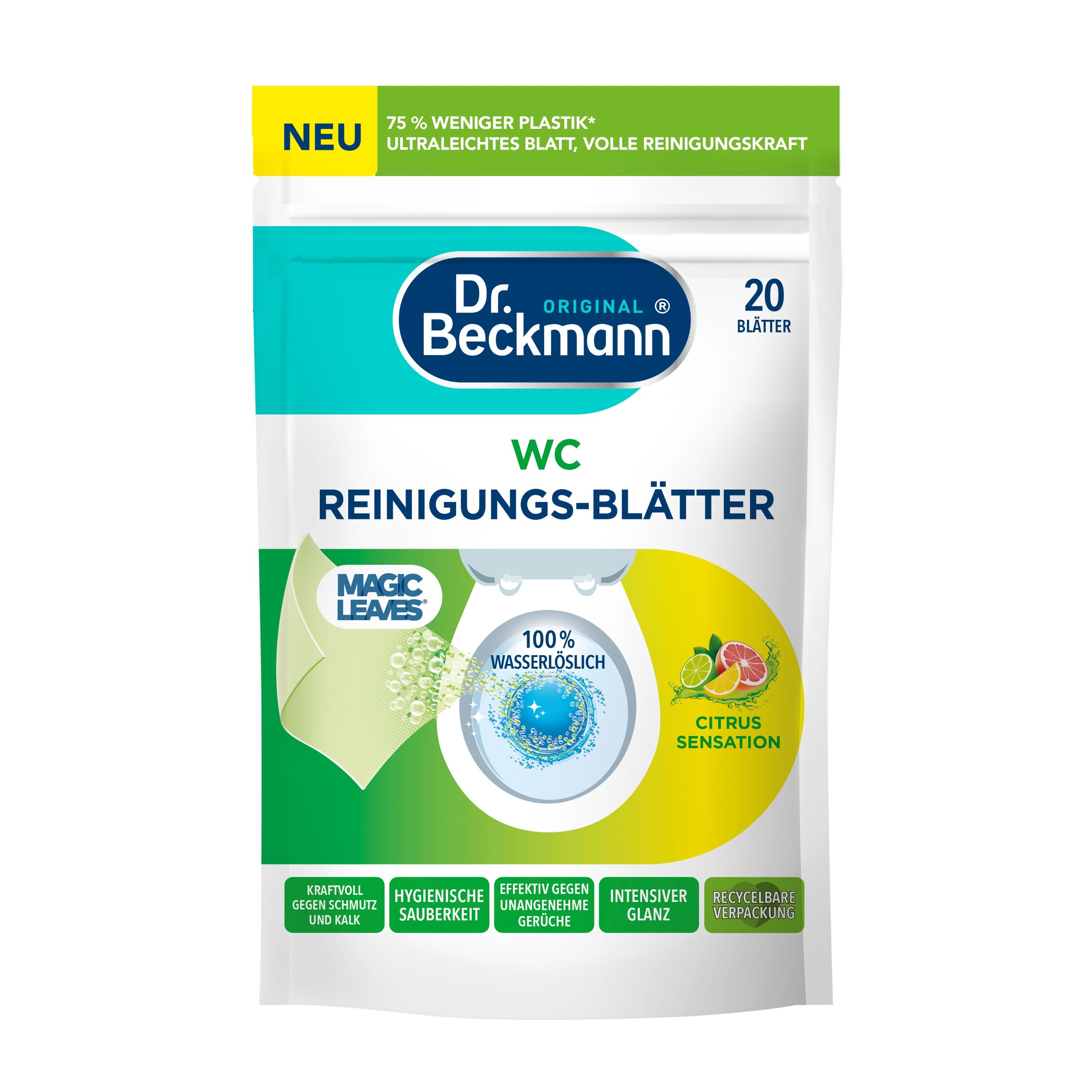 Drogerie a kosmetika - Dr. Beckmann Magic Leaves WC čistič Citrus Sensation 20ks